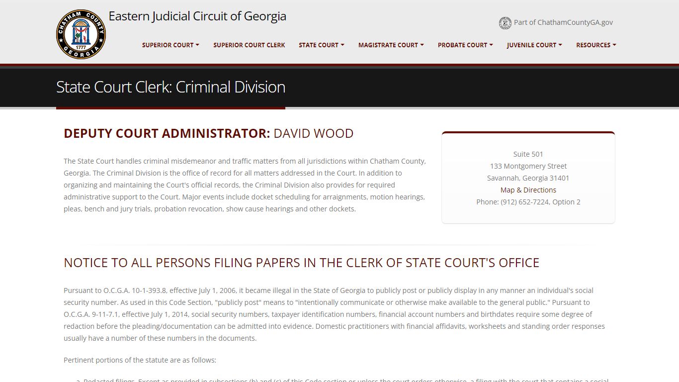 Chatham County, GA - Court System - Criminal Divison