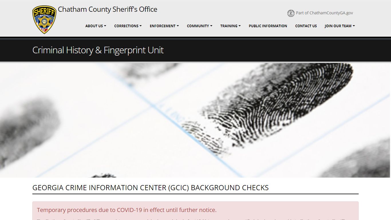 Chatham County Sheriff's Office - Criminal History & Fingerprint Unit